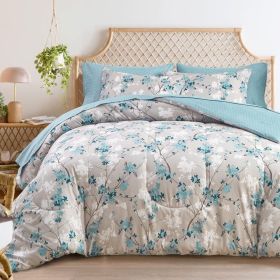 Gray 7 Pieces Bed in A Bag, Comforter Bedding Set, Queen