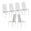 White modern minimalist dining chair fireproof leather sprayed metal pipe diamond grid pattern restaurant home conference chair set of 6