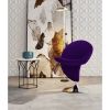 Manhattan Comfort Curl Purple and Polished Chrome Wool Blend Swivel Accent Chair