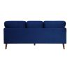 Modern Contemporary Living Room 1pc Sofa Blue Velvet Upholstery Dark Brown Legs Solid Wood Furniture