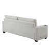 Corduroy Sofa, 87.4 inch Modern Design Sofa with Cup Holder and Storage Bags, Deep Seat Sofa Couch,Comfy Couch for Living Room,Apartment,Beige