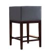 Manhattan Comfort Kingsley 34 in. Grey and Dark Walnut Beech Wood Counter Height Bar Stool