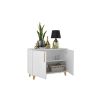 Manhattan Comfort Mid-Century Modern Herald Double Side Cabinet with 2 Shelves in White