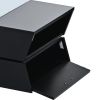 ON-TREND 6mm Glass-Top Coffee Table with Open Shelves and Cabinets, Geometric Style Cocktail Table with Great Storage Capacity
