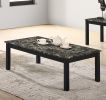 Contemporary Black Faux Marble Top 1x Coffee Table and 2x End Tables 3pc Coffee Table Set Living Room Furniture