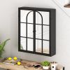 23.62 "Vintage Two Door Wall Cabinet with Mirror, Three-level Entrance Storage Space for Living Room, Bathroom, Dining Room, Black