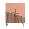 Manhattan Comfort Beekman 43.7 Low Cabinet with 4 Shelves in Brown and Pink