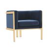 Manhattan Comfort Paramount Royal Blue and Polished Brass Velvet Accent Armchair