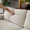 Corduroy Sofa, 87.4 inch Modern Design Sofa with Cup Holder and Storage Bags, Deep Seat Sofa Couch,Comfy Couch for Living Room,Apartment,Beige