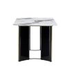 Modern minimalist rectangular dining table, white imitation marble tabletop