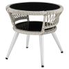 Manhattan Comfort Monaco Rope Wicker 3-Piece Patio Conversation Set with Cushions in Cream