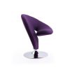 Manhattan Comfort Curl Purple and Polished Chrome Wool Blend Swivel Accent Chair