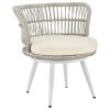 Manhattan Comfort Monaco Rope Wicker 3-Piece Patio Conversation Set with Cushions in Cream