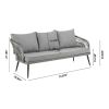 Manhattan Comfort Riviera Rope Wicker 4-Piece 5 Seater Patio Conversation Set with Cushions in Grey