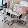 Modern minimalist rectangular dining table, white imitation marble tabletop