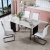 Modern minimalist rectangular dining table, white imitation marble tabletop