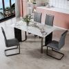 Modern minimalist rectangular dining table, white imitation marble tabletop