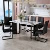 Modern minimalist rectangular dining table, white imitation marble tabletop