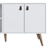 Manhattan Comfort Amber 53.7" TV Stand with Faux Leather Handles in White