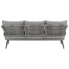 Manhattan Comfort Riviera Rope Wicker 4-Piece 5 Seater Patio Conversation Set with Cushions in Grey
