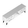Manhattan Comfort Doyers 62.20 Mid-Century Modern TV Stand in White and Marble Stamp