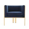 Manhattan Comfort Paramount Royal Blue and Polished Brass Velvet Accent Armchair
