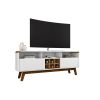 Manhattan Comfort Camberly 62.99 TV Stand with 5 Shelves and Wine Storage in White and Cinnamon