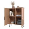 Manhattan Comfort Beekman 43.7 Low Cabinet with 4 Shelves in Brown and Pink