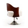Manhattan Comfort Bopper White and Polished Chrome Faux Leather Adjustable Height Swivel Accent Chair