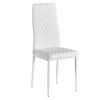 White modern minimalist dining chair fireproof leather sprayed metal pipe diamond grid pattern restaurant home conference chair set of 6