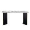 Modern minimalist rectangular dining table, white imitation marble tabletop