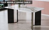 Modern minimalist rectangular dining table, white imitation marble tabletop