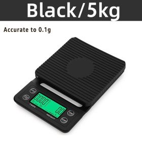 3kg/0.1g Digital kitchen Weight Grams Electronic Balance High Precision Coffee Scale Portable With Timer Food Espresso Powder (Ships From: China, Color: Black 5kg 0.1g)