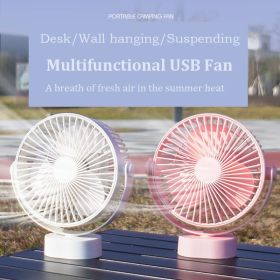 Low Noise Fan; New Wall-Mounted Hanging Multifunctional Fan With Nightlight Illumination Mode 360¬∞All-Round Rotating Fan; Rechargeable USB Fan Multi- (Color: White)