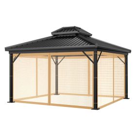 Mosquito Net for Gazebo Outdoor Canopy Insect Net Mosquito Netting with Zippers Mosquito Curtain for Garden Patio Mosquito mesh (Color: Brown-only netting, size: L300xW360xH230CM)