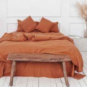 Dark Olive Green Duvet Cover Queen Size 3 Pieces, Soft & Lightweight Quilt Cover Set - 1 Neutral Duvet Cover with Zipper Closure (Color: Burnt Orange, size: King)