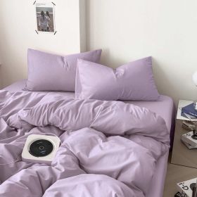 Dark Olive Green Duvet Cover Queen Size 3 Pieces, Soft & Lightweight Quilt Cover Set - 1 Neutral Duvet Cover with Zipper Closure (Color: Lavender, size: Full)