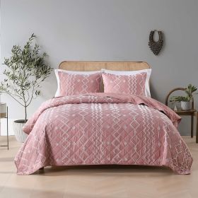 Quilt King Size Dusty Blue, Lightweight Quilt for Summer Ultra-Soft Microfiber Modern Style Quilted Clouds Pattern Bedspread (Color: Tufted Quilt-pink, size: King( 106  x 96 ))