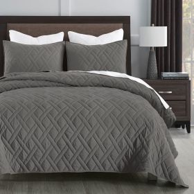 Quilt King Size Dusty Blue, Lightweight Quilt for Summer Ultra-Soft Microfiber Modern Style Quilted Clouds Pattern Bedspread (Color: Dark Grey 2, size: Twin(68  x 86 ))