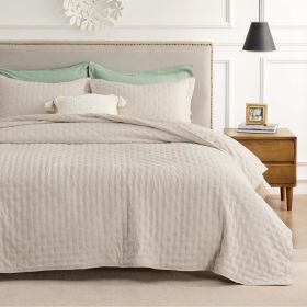 Bedsure Extra Long Quilt Set - Soft Ultrasonic - Clover Bedspread - Lightweight Bed Coverlet for All Seasons, Twin, Queen, King (Color: Natural, size: Twin)