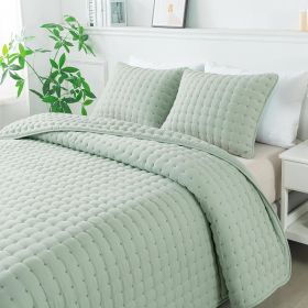 Quilt Bedding Sets with Pillow Shams, Deep Lightweight Bedspread Coverlet, Quilted Blanket Thin Comforter Bed Cover, 3 Pieces, (Color: Mist Sage, size: Queen)