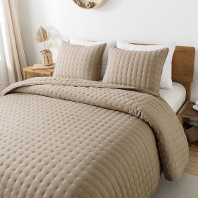 Quilt Bedding Sets with Pillow Shams, Deep Lightweight Bedspread Coverlet, Quilted Blanket Thin Comforter Bed Cover, 3 Pieces, (Color: Beige, size: Queen)