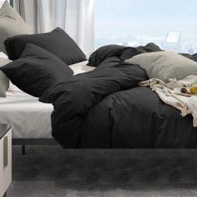 Dark Olive Green Duvet Cover Queen Size 3 Pieces, Soft & Lightweight Quilt Cover Set - 1 Neutral Duvet Cover with Zipper Closure (Color: Black, size: Twin XL)
