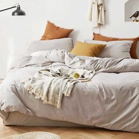 Dark Olive Green Duvet Cover Queen Size 3 Pieces, Soft & Lightweight Quilt Cover Set - 1 Neutral Duvet Cover with Zipper Closure (Color: Tan, size: Queen)