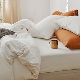Dark Olive Green Duvet Cover Queen Size 3 Pieces, Soft & Lightweight Quilt Cover Set - 1 Neutral Duvet Cover with Zipper Closure (Color: Off White, size: King)