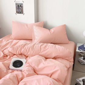 Dark Olive Green Duvet Cover Queen Size 3 Pieces, Soft & Lightweight Quilt Cover Set - 1 Neutral Duvet Cover with Zipper Closure (Color: Peach Pink, size: King)