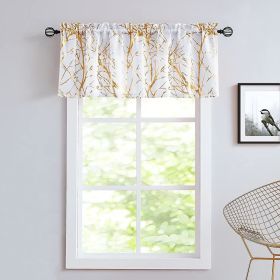 Metallic Tree Blackout Curtains Bedroom Length Living-Room Branch Print Curtain Panels Triple Weave Thermal Insulated Drapes (Color: Gold  White, size: 50 W x 84 L 2pcs)