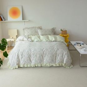 Duvet Cover Set Pure Cotton Women Girl Cute Quilt Cover Kawaii Strawberry Bedding Set 3 PCS 1 Queen Comfy Comforter Cover 2 (Color: Refreshing Floral, size: Twin)