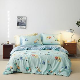 Duvet Cover Set Pure Cotton Women Girl Cute Quilt Cover Kawaii Strawberry Bedding Set 3 PCS 1 Queen Comfy Comforter Cover 2 (Color: Cars Pattern, size: Queen)