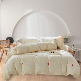Duvet Cover Set Pure Cotton Women Girl Cute Quilt Cover Kawaii Strawberry Bedding Set 3 PCS 1 Queen Comfy Comforter Cover 2 (Color: and Plaid, size: Twin)